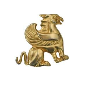 1990s MMA Metropolitan Museum of Art Gold Plate Griffin Gryphon Brooch Pendant